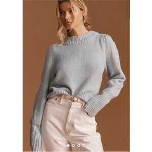 Anthropologie Maeve Puff Sleeve Sweater Sky Blue new Size medium Anthro cozy